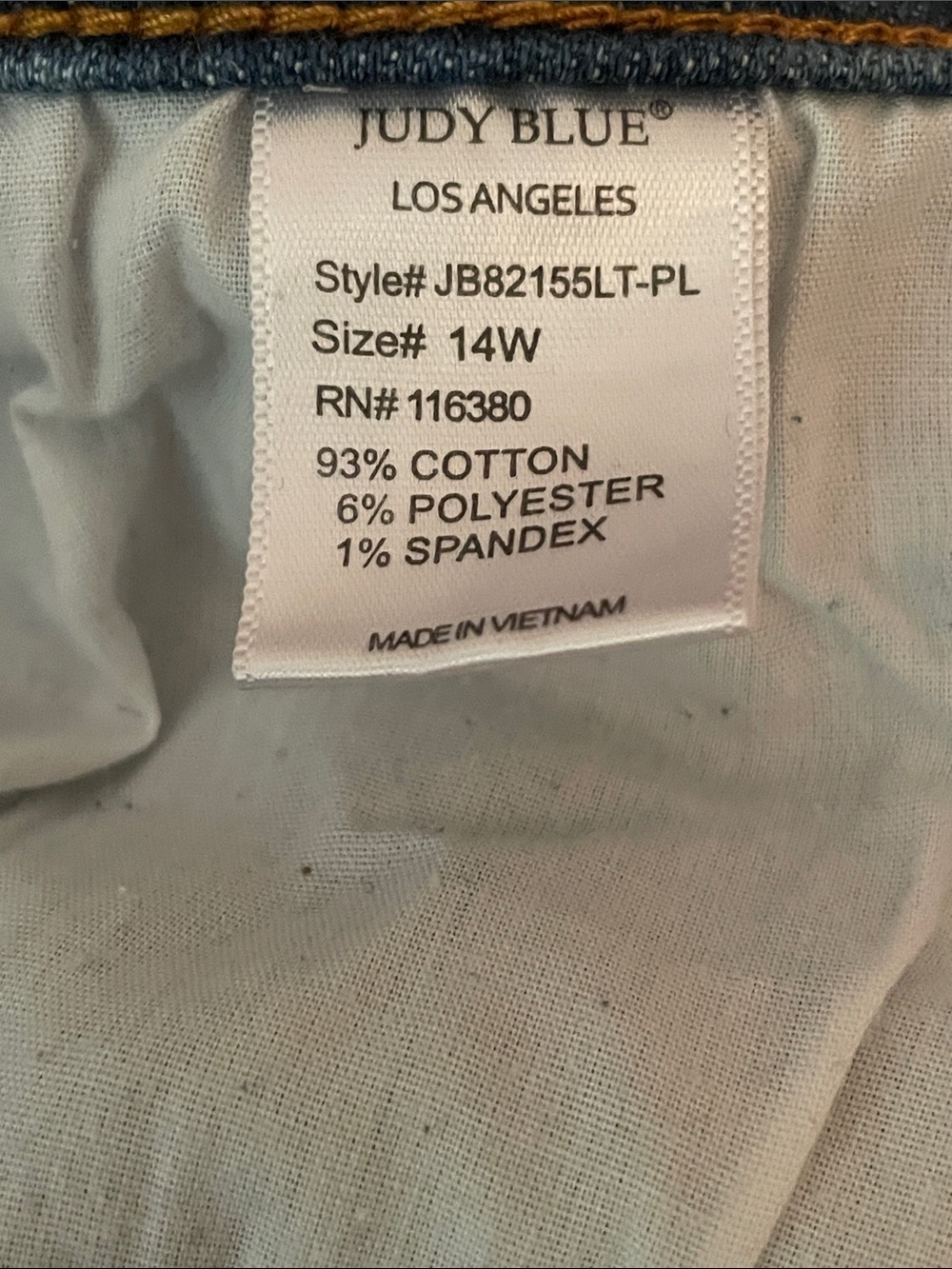 Judy Blue Light Blue Distressed Boyfriend Jeans, 14W - Picture 7 of 7